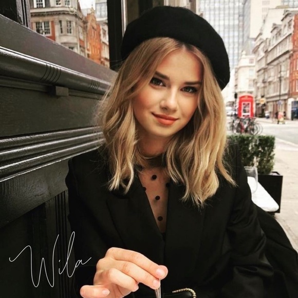 classic beret hat black felt french style fall - Picture 2 of 3